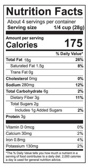 Nutritional label for Black Pepper Pecans