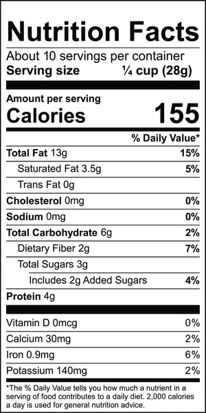 Nutritional label for Vanilla Bean Grain Free Granola