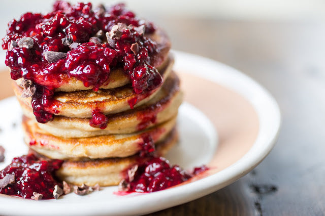 Paleo Pancakes with Raspberry Compote