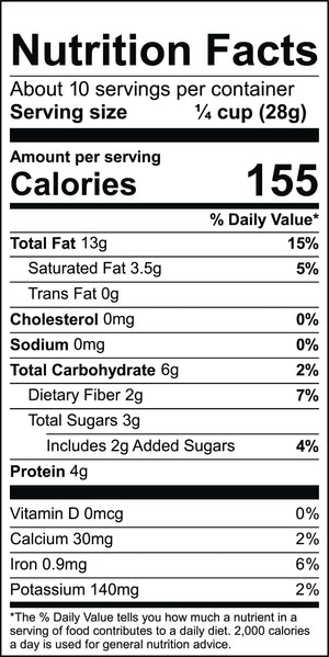 Nutritional label for Vanilla Bean